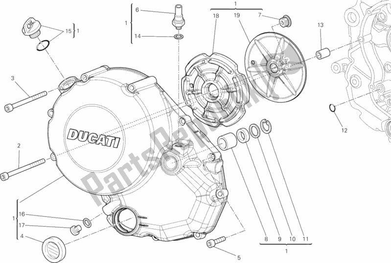 Todas as partes de Tampa Da Embreagem do Ducati Monster 1100 EVO ABS 2013